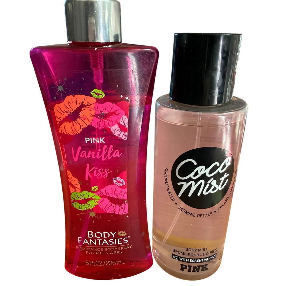 Body Fantasies Pink Vanilla Kiss & Victoria Secret PINK Coco Mist Body Spray Lot